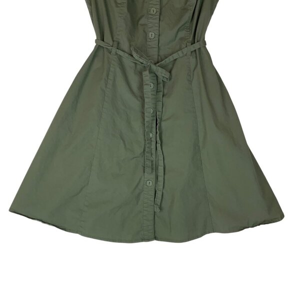Fervour Womens Olive Green Button-Front A-Line Shirt Dress Sz Small Cap Sleeves - Picture 4 of 7